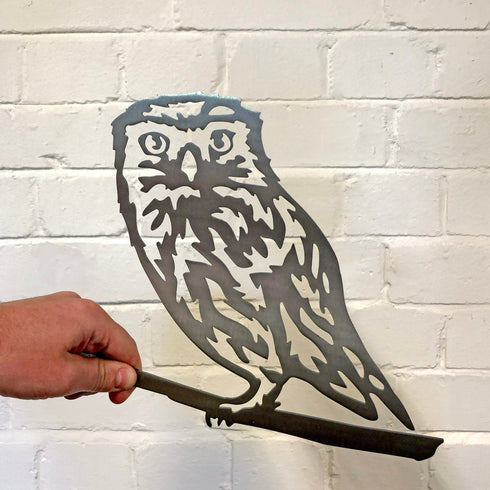 Millie The Little Owl - On A Branch Garden Wildlife Sculpture